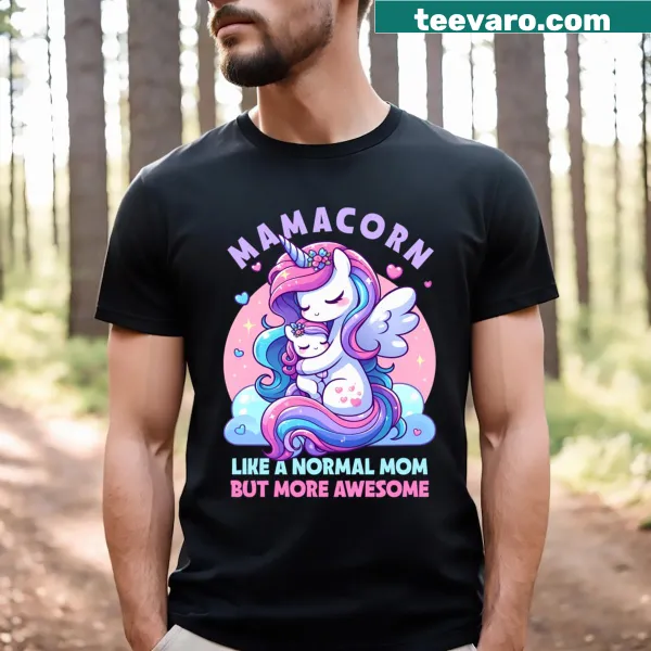 Funny t-shirt for moms featuring a unicorn and playful saying