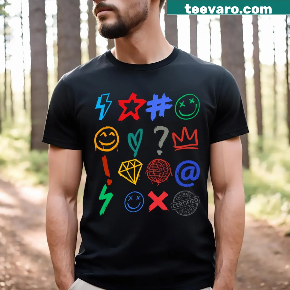Astrological graphic tee highlighting zodiac signs with playful text — on a men's t-shirt