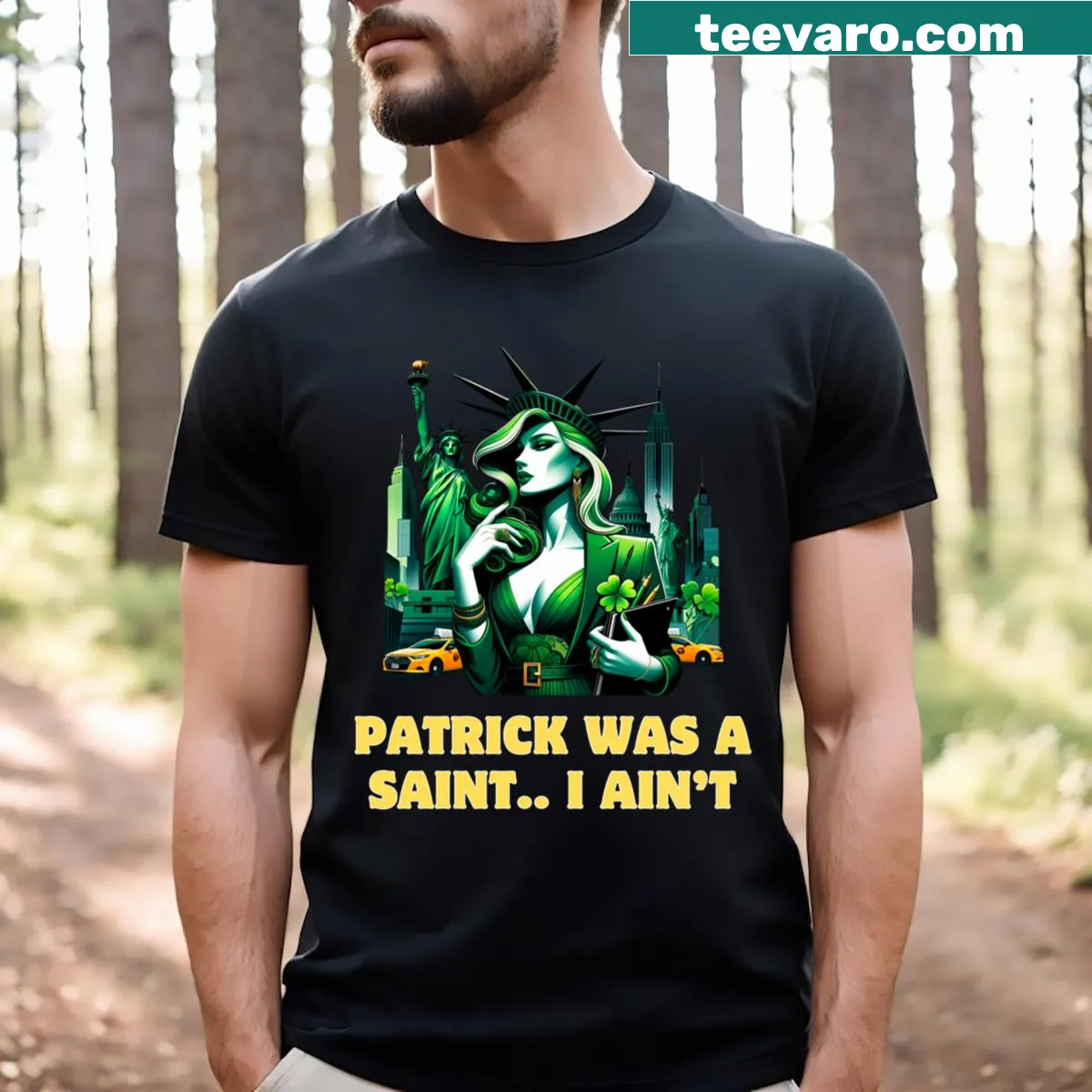 St Paddy's Day T-shirt with humorous text about Patrick — on a men's t-shirt
