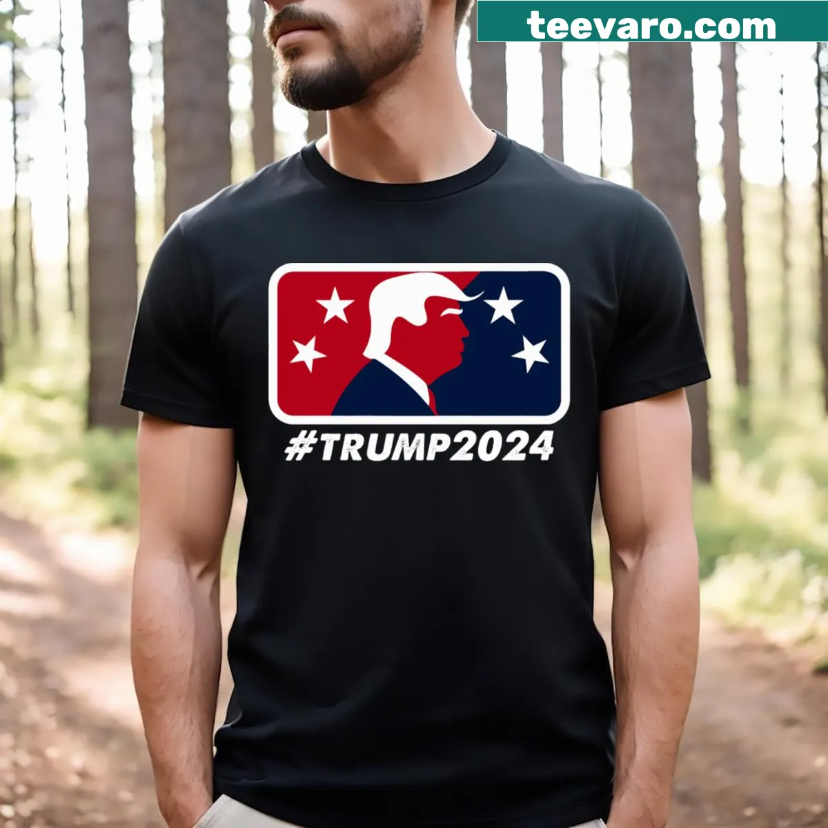 Humorous political T-shirt for the 2024 election featuring Trump — on a men's t-shirt