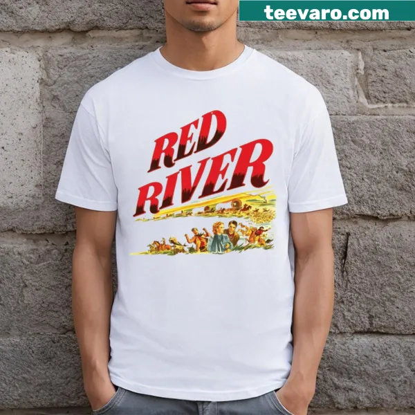 Illustrative T-shirt featuring a scenic design of the Red River