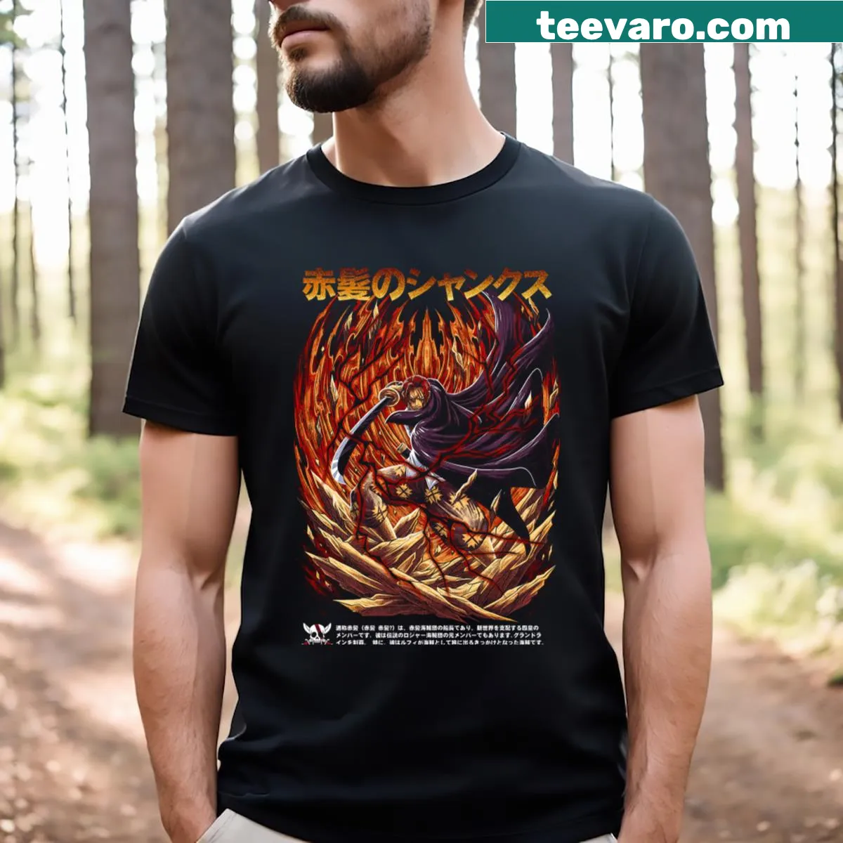 Anime fanart T-shirt featuring popular characters — on a men's t-shirt
