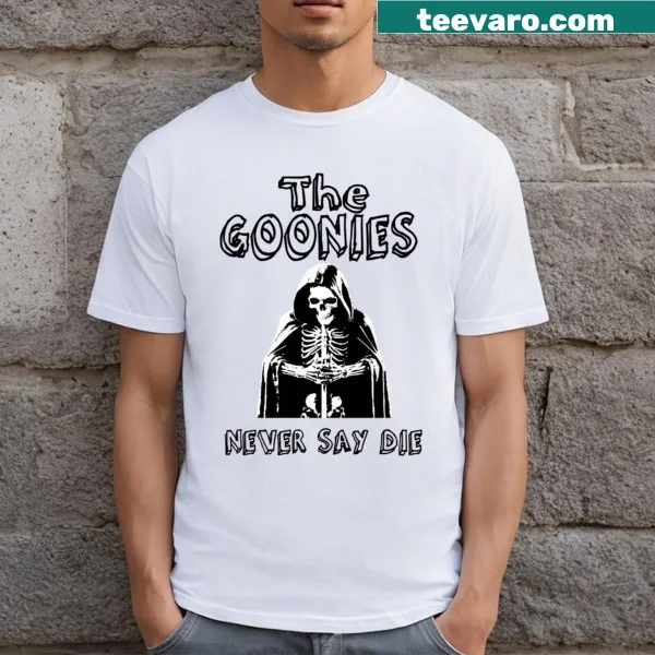Nostalgic graphic celebrating friendship from The Goonies on a T-shirt