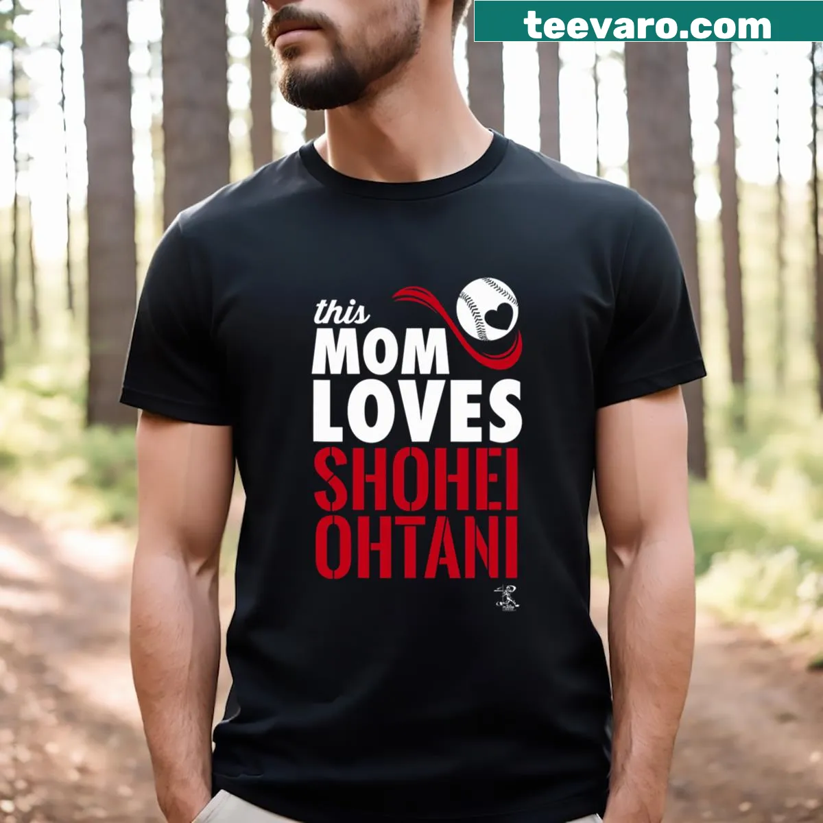 Typography t-shirt that says 'This Mom Loves' in a warm font. — on a men's t-shirt