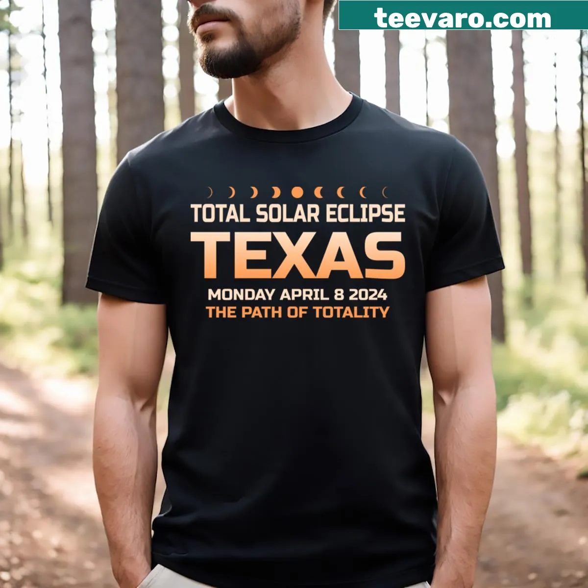 Texas-themed t-shirt celebrating the Total Solar Eclipse 2024 — on a men's t-shirt