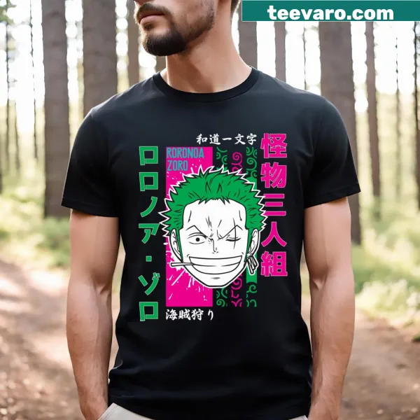 Zoro Face illustration T-shirt for anime fans