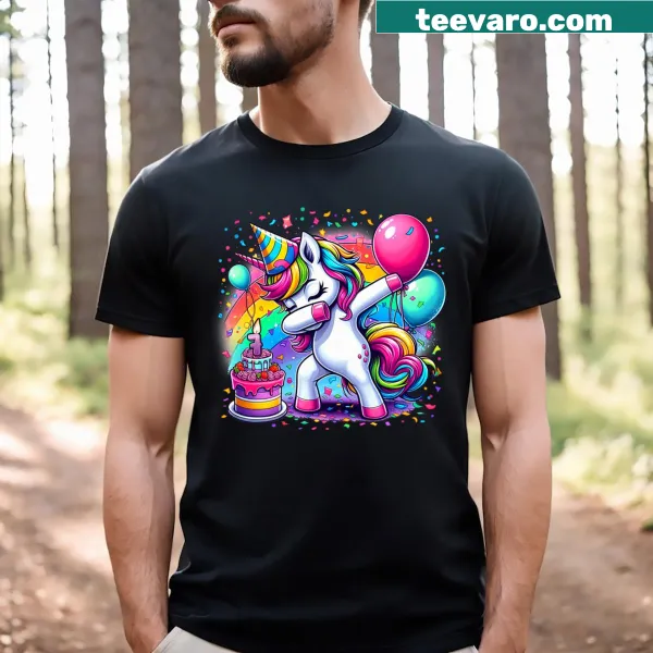 Cute dabbing unicorn design for a 7 year old's birthday