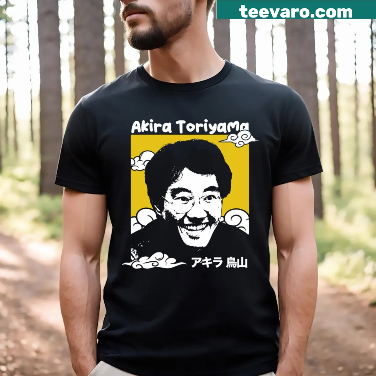 Illustration T-shirt honoring Akira Toriyama, anime legend — on a men's t-shirt