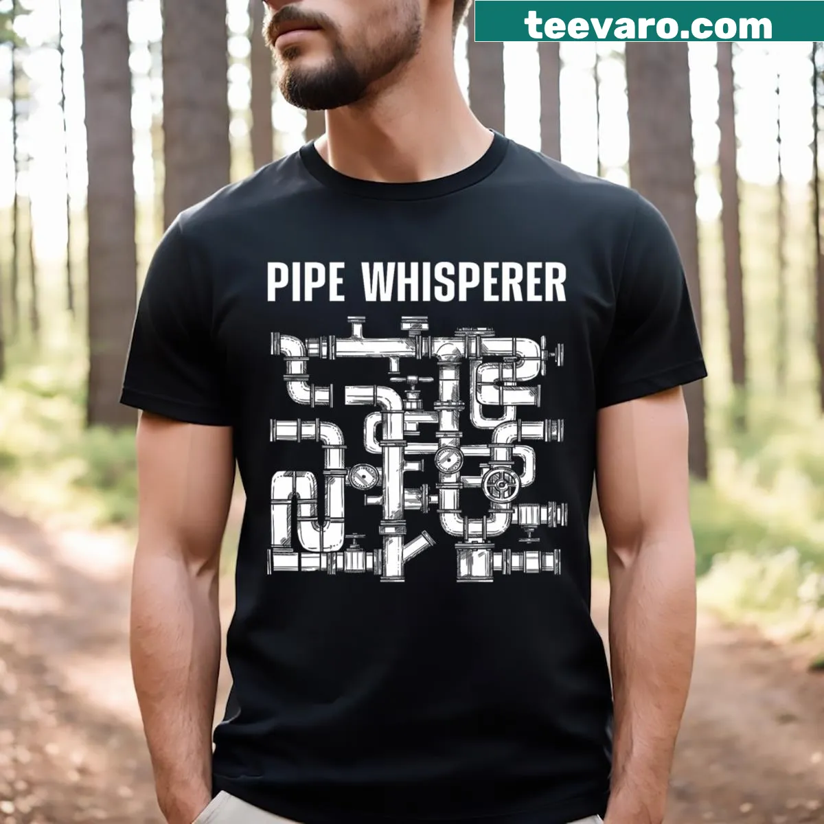 Funny plumbing graphic t-shirt for plumbers — on a men's t-shirt