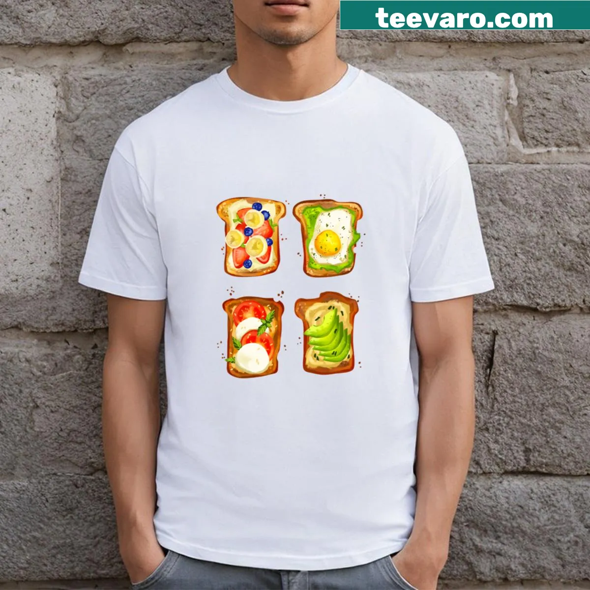 Illustration of avocado toast on T-shirt — on a men's t-shirt