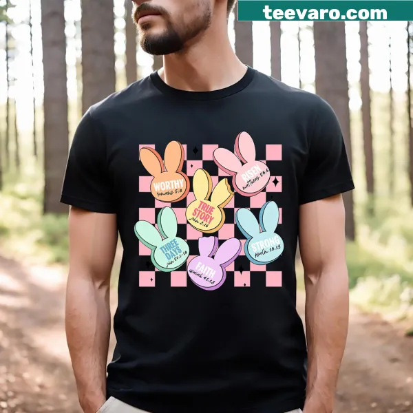 Cute Easter T-shirt with a bunny and candy design
