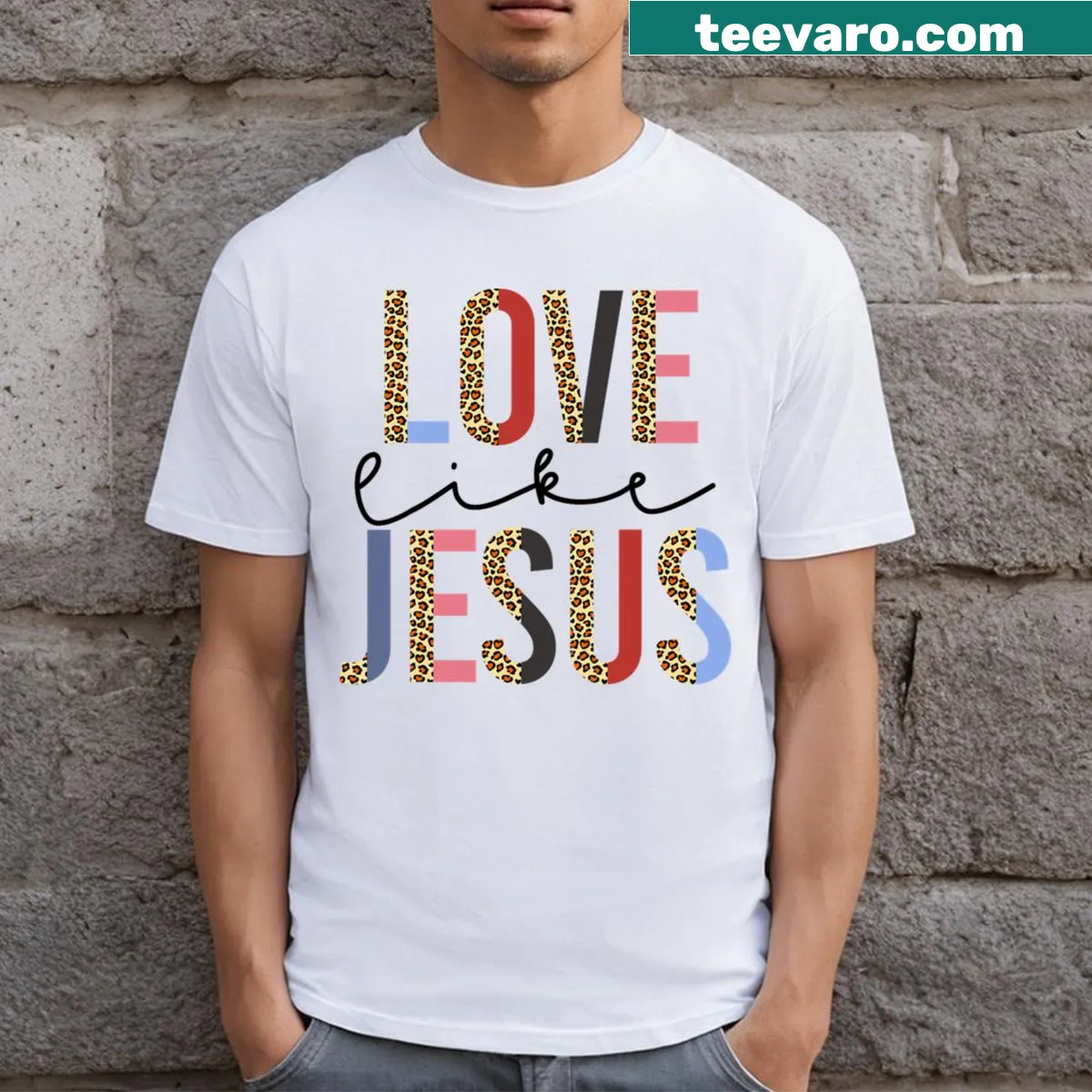 Easter T-shirt with love like Jesus message — on a men's t-shirt