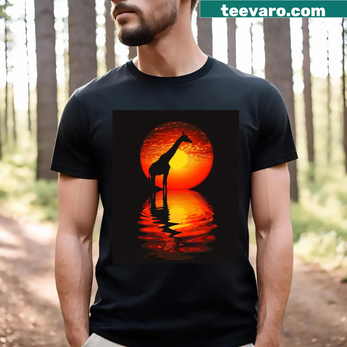 Cute giraffe character design on a T-shirt — on a men's t-shirt