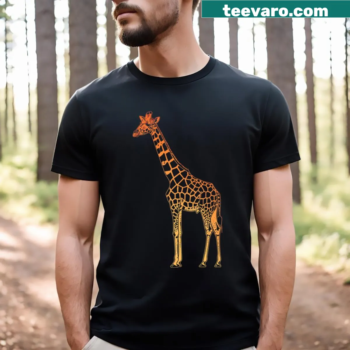 Playful giraffe illustration on a T-shirt — on a men's t-shirt