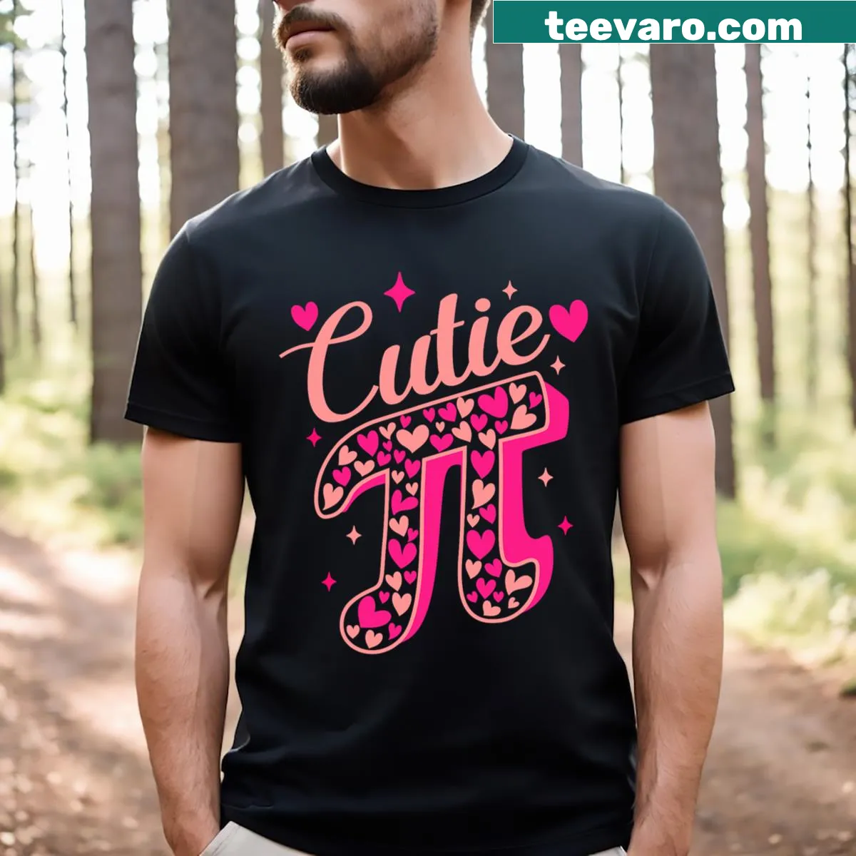 Cute 'Cutie Pi' graphic with the number 3.14159 for math lovers — on a men's t-shirt