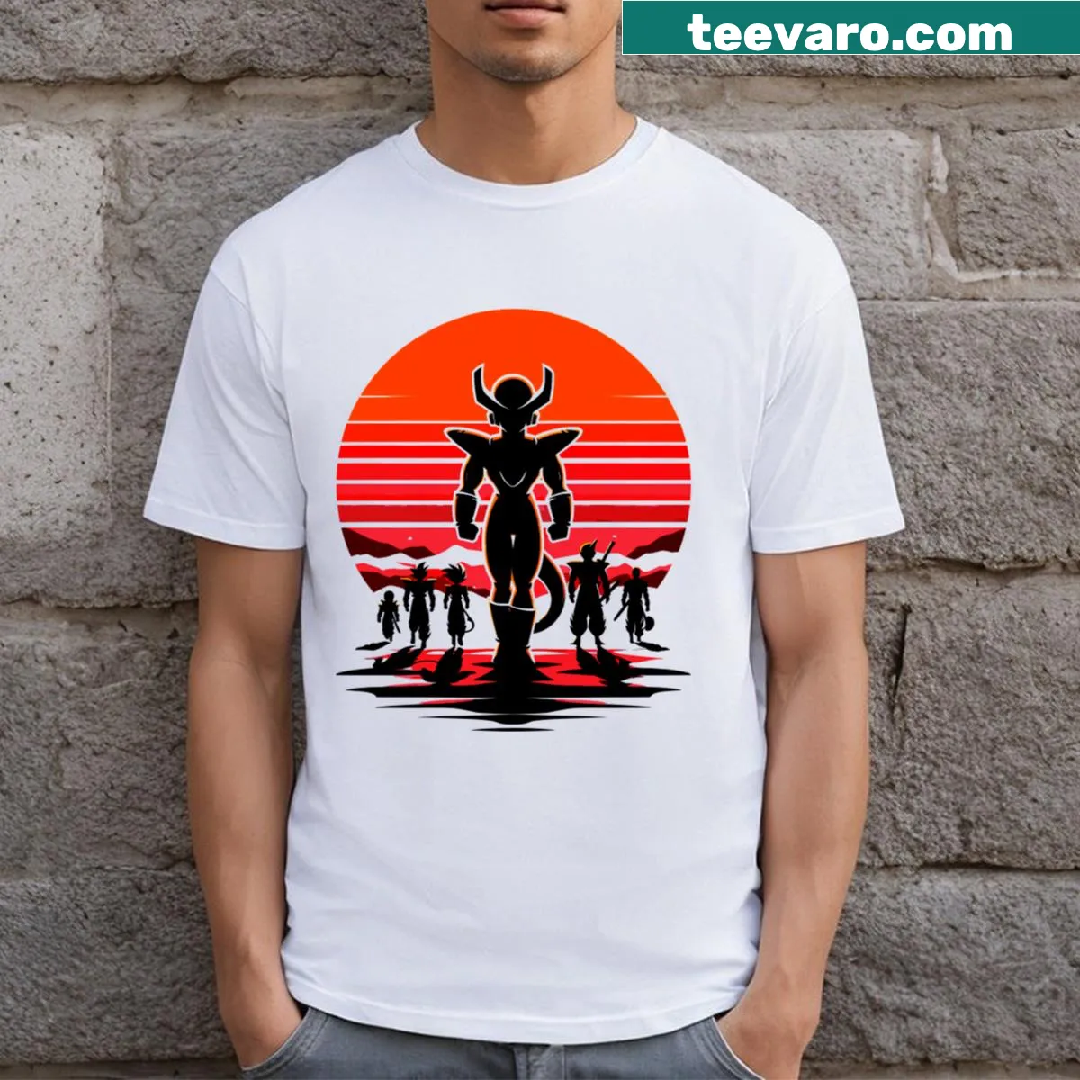 Vintage-style T-shirt with a Frieza Army graphic from Dragon Ball. — on a men's t-shirt