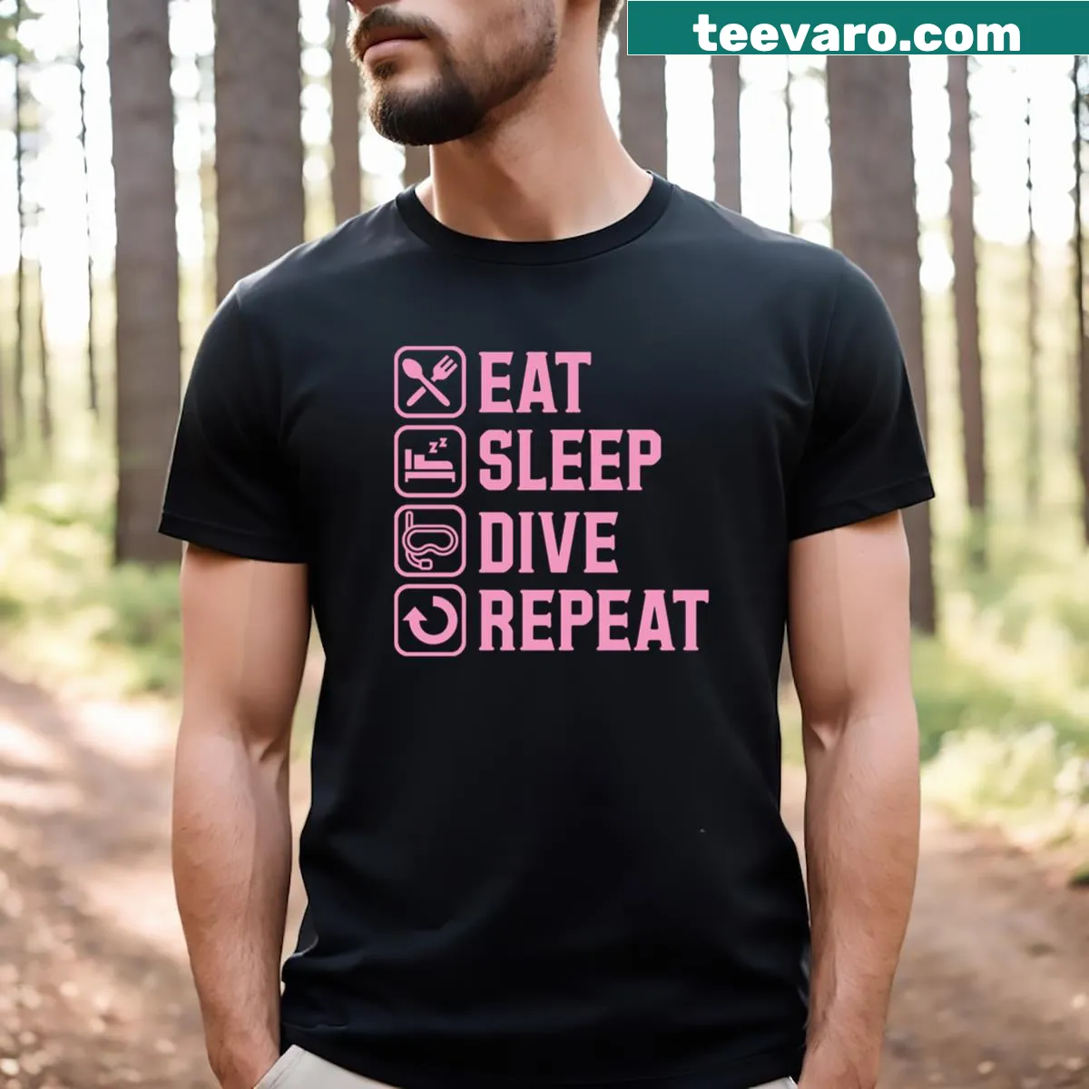 Retro style t-shirt with humorous scuba diving slogan. — on a men's t-shirt