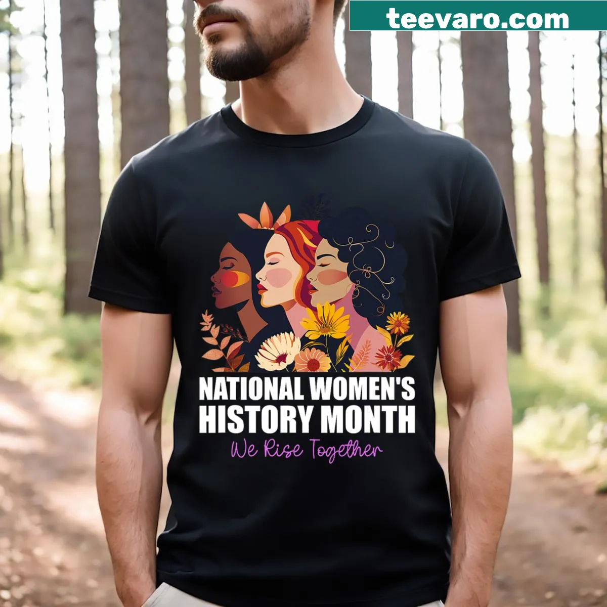 Typographic t-shirt with a feminist message for National History Month. — on a men's t-shirt