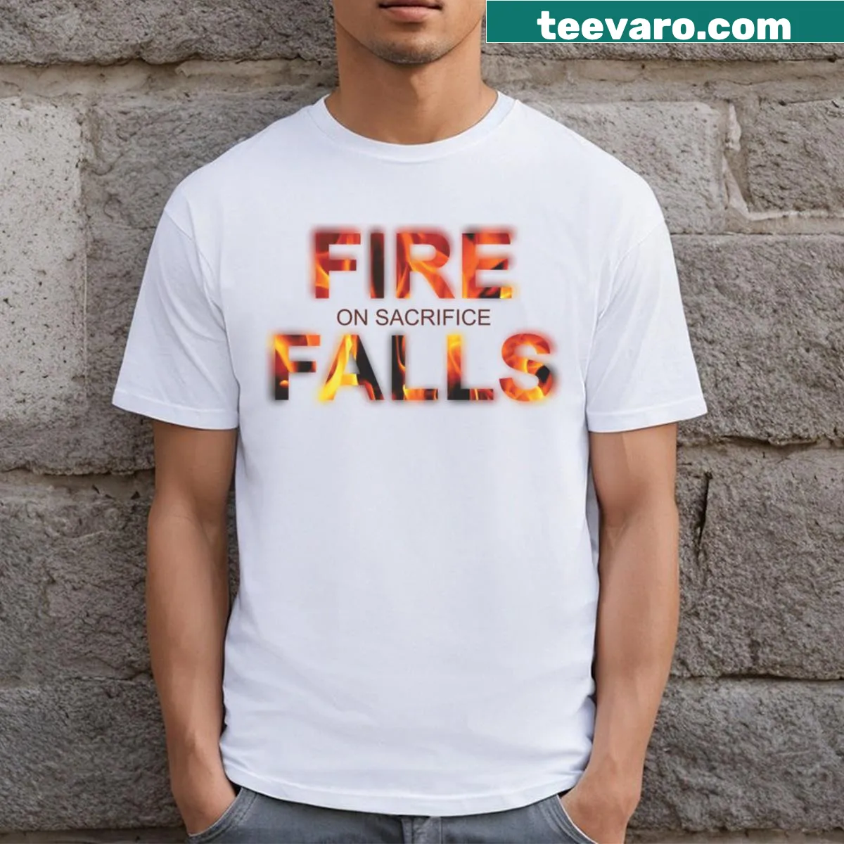 Dramatic Fire Falls On Sacrifice graphic on a T-shirt — on a men's t-shirt