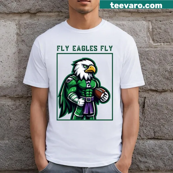 Eagles Fly t-shirt featuring bold typography for football fans