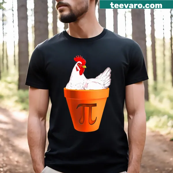 T-shirt featuring a humorous Chicken Pot Pi design for math lovers