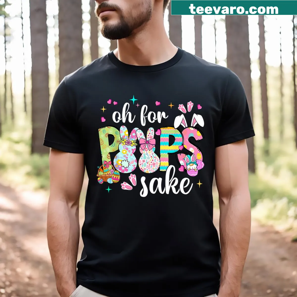 Funny Easter t-shirt for kids with playful bunny-themed phrase — on a men's t-shirt