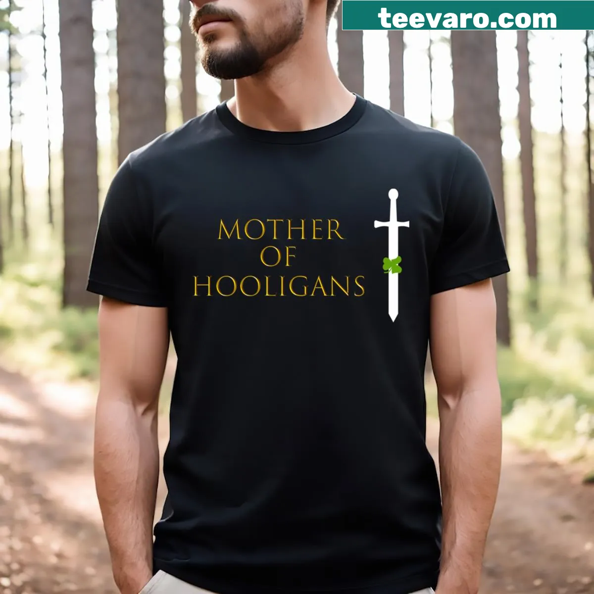 Funny St. Patrick's Day T-shirt for moms with playful text — on a men's t-shirt