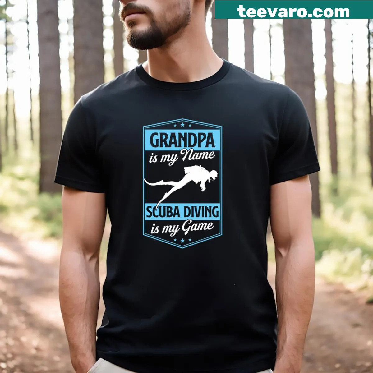 Funny scuba diving t-shirt for grandpas with humorous slogan — on a men's t-shirt