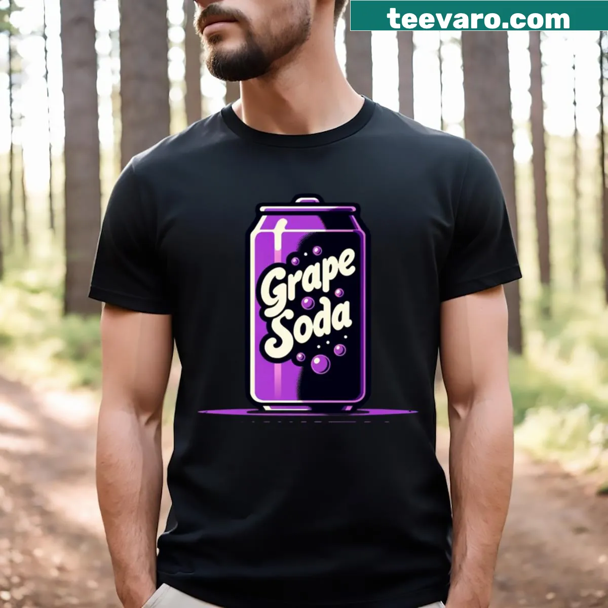 Whimsical grape soda illustration on a T-shirt — on a men's t-shirt