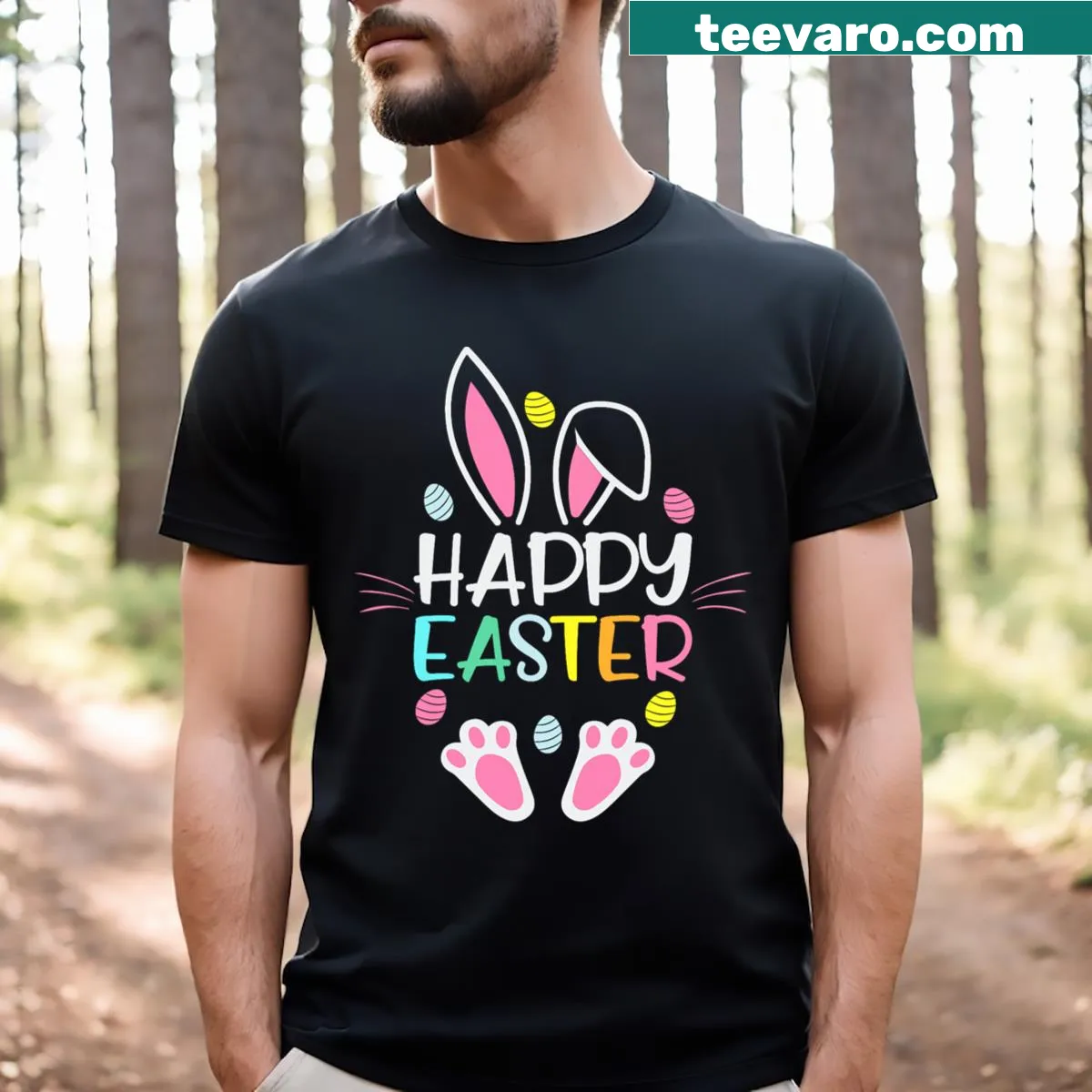 Cute bunny face illustration for Easter T-shirt. — on a men's t-shirt
