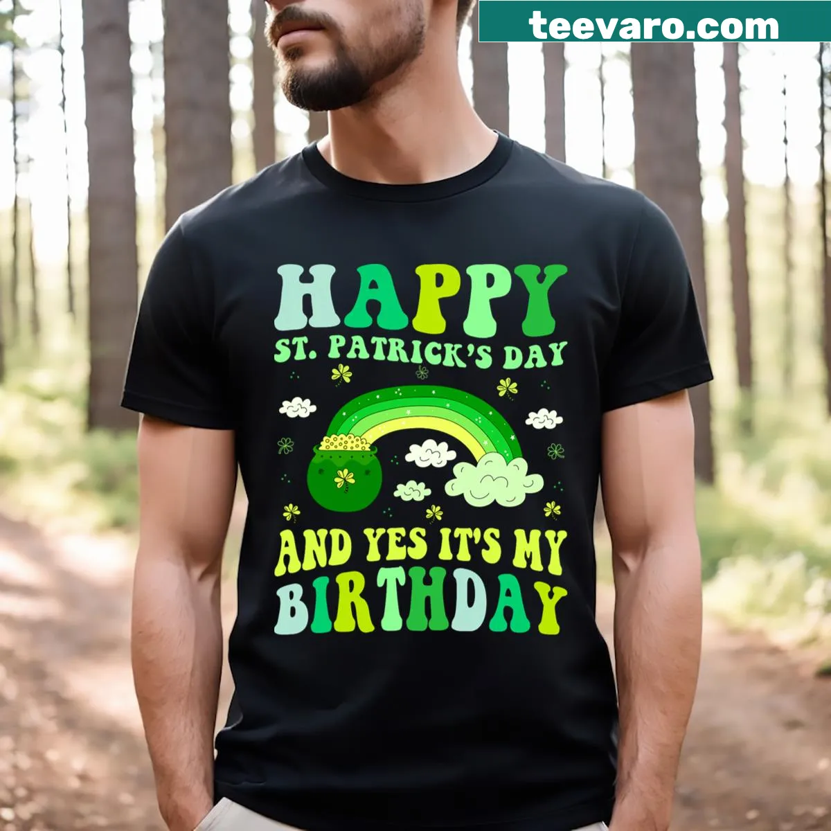 Playful t-shirt for kids celebrating St. Patrick's Day and birthday — on a men's t-shirt