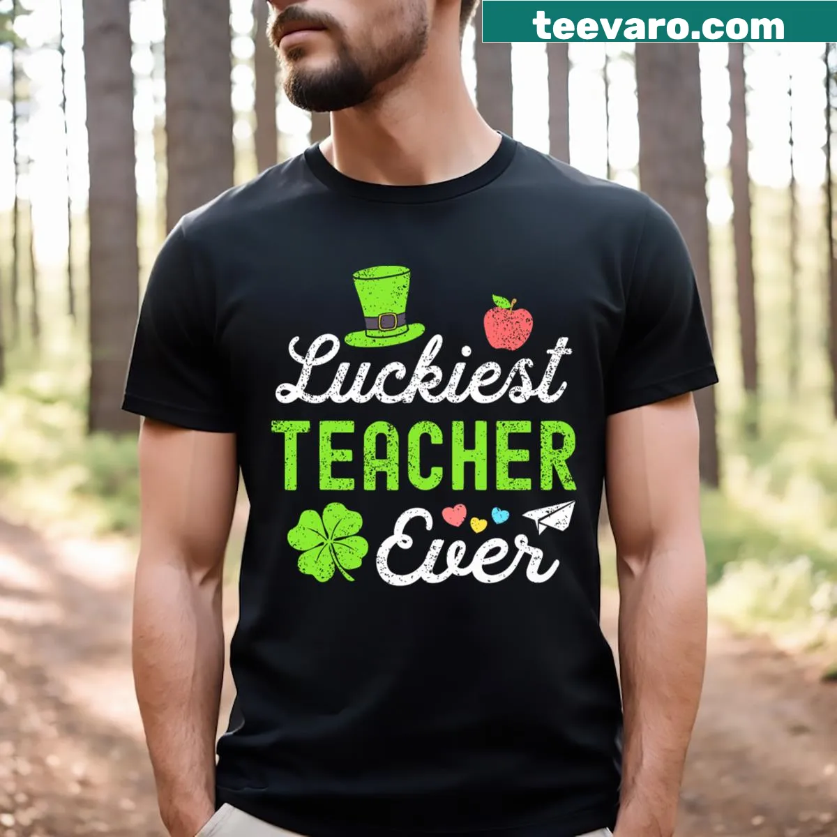 St. Patrick's Day t-shirt for teachers with lucky message — on a men's t-shirt