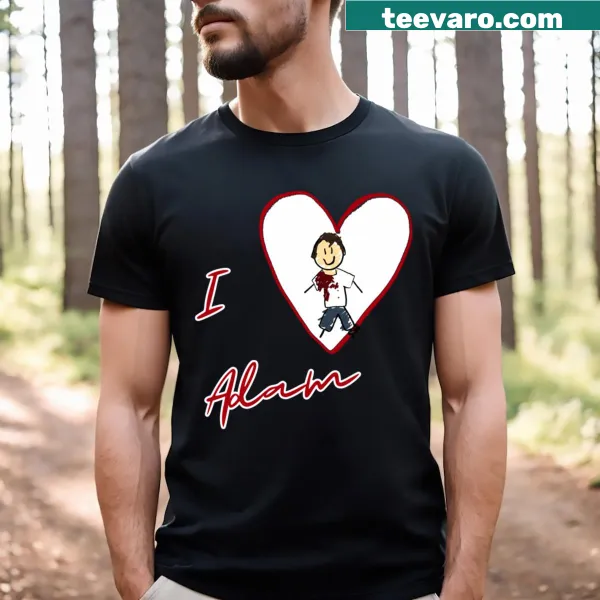 Cute T-shirt with 'I Heart Adam' phrase in playful typography