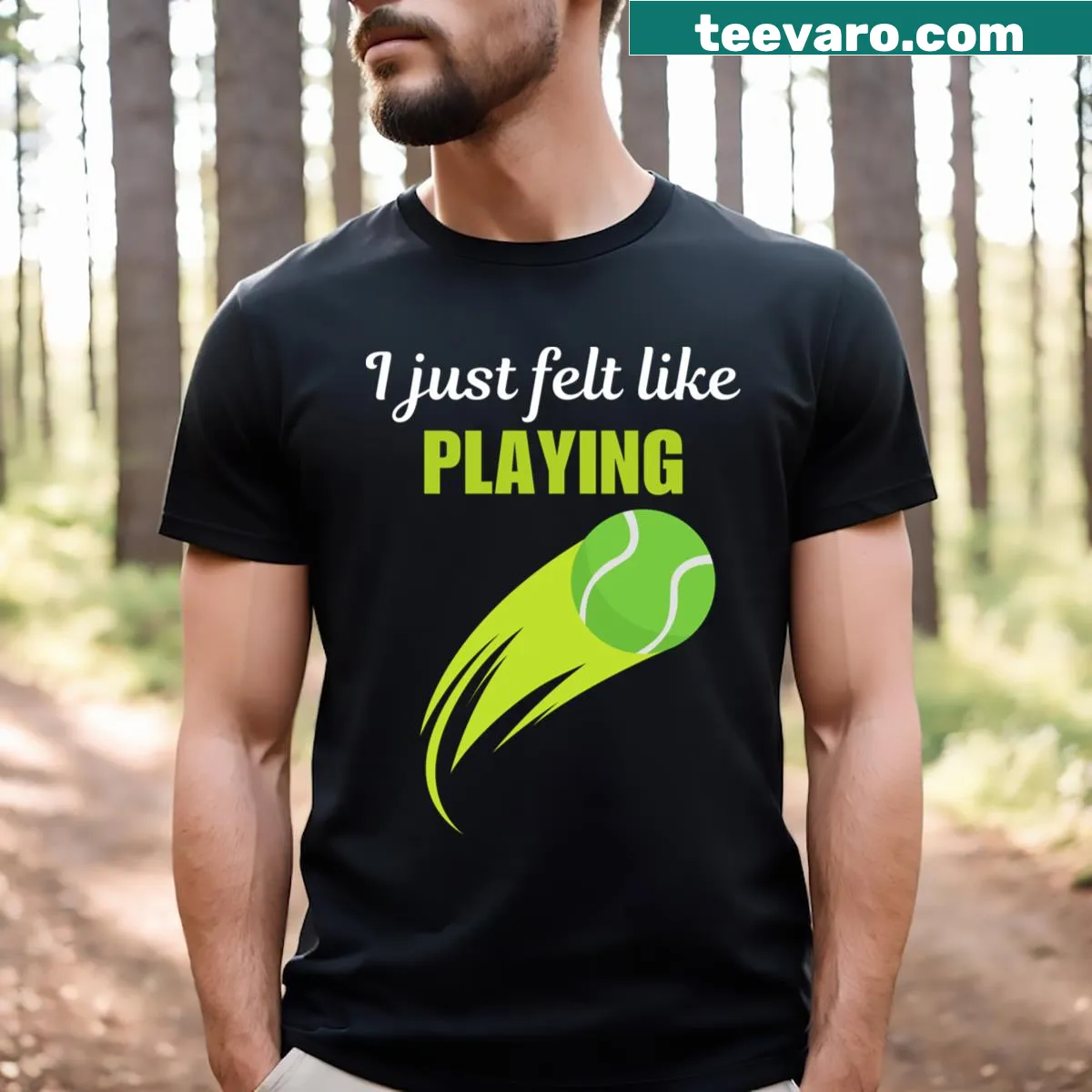 Funny tennis quote t-shirt with engaging typography — on a men's t-shirt