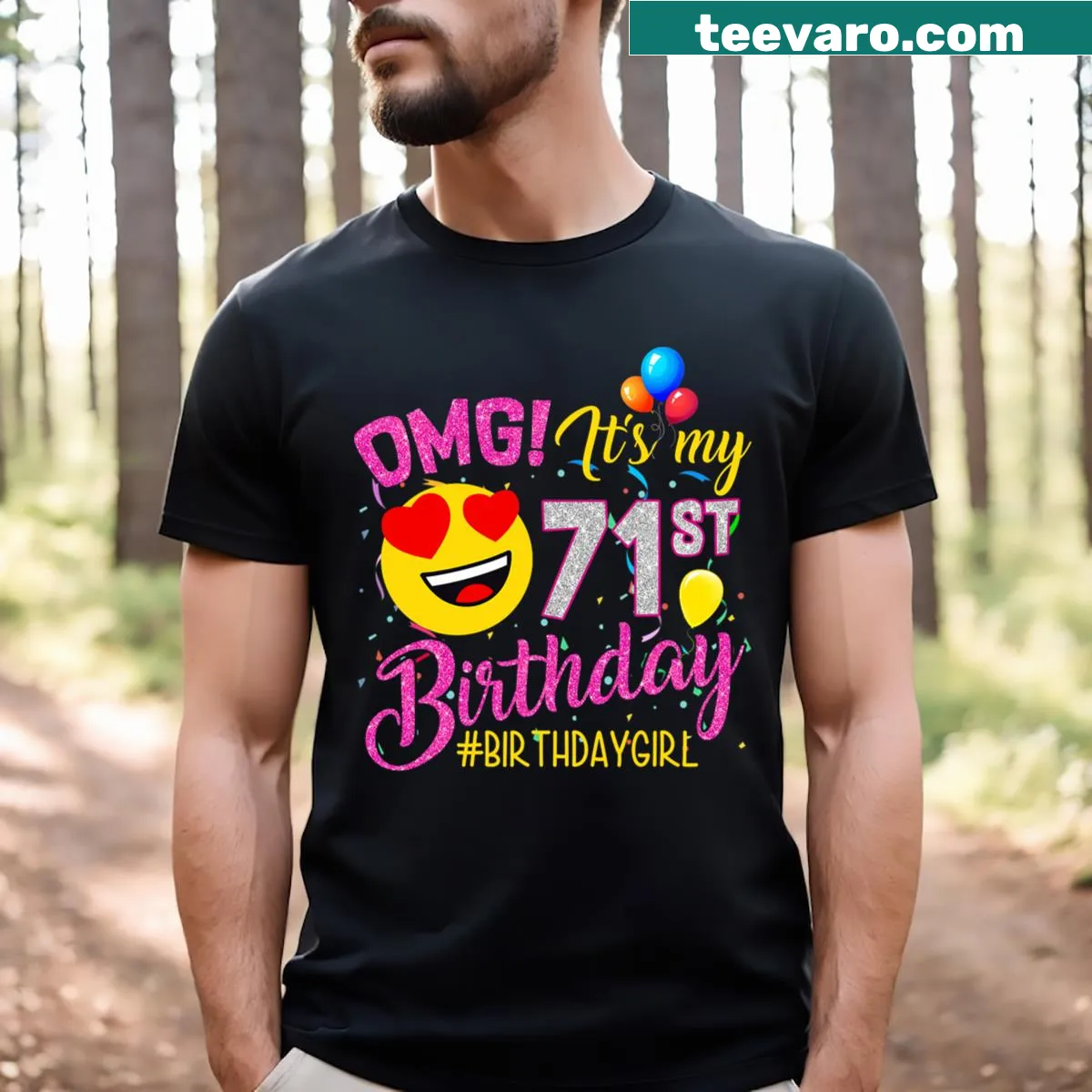 Birthday shirt with text "It's My 71st Birthday" and design for women turning 71 — on a men's t-shirt