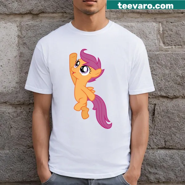 Scootaloo character in mid-jump for kids' T-shirt