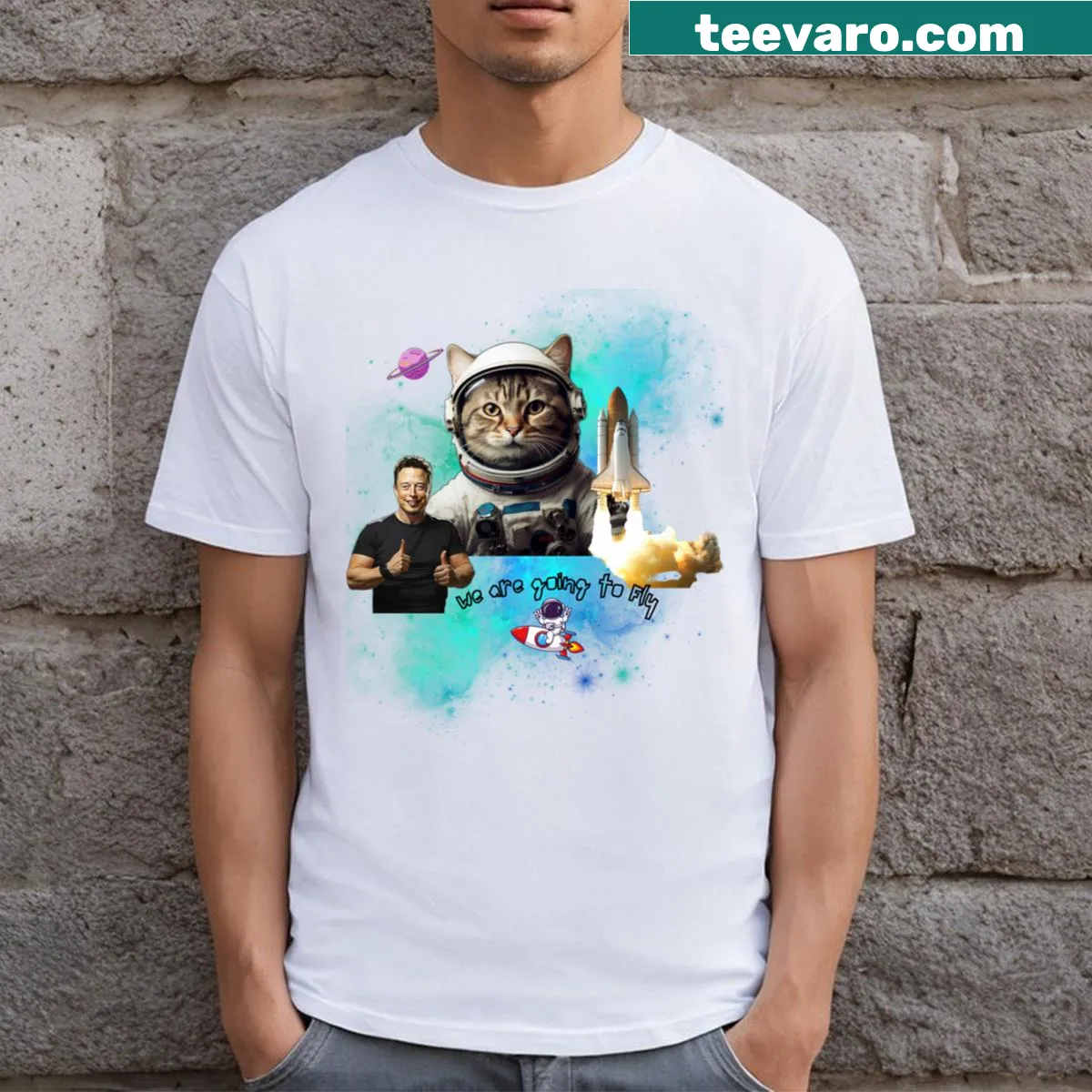 Funny cat-themed t-shirt with humorous graphic — on a men's t-shirt
