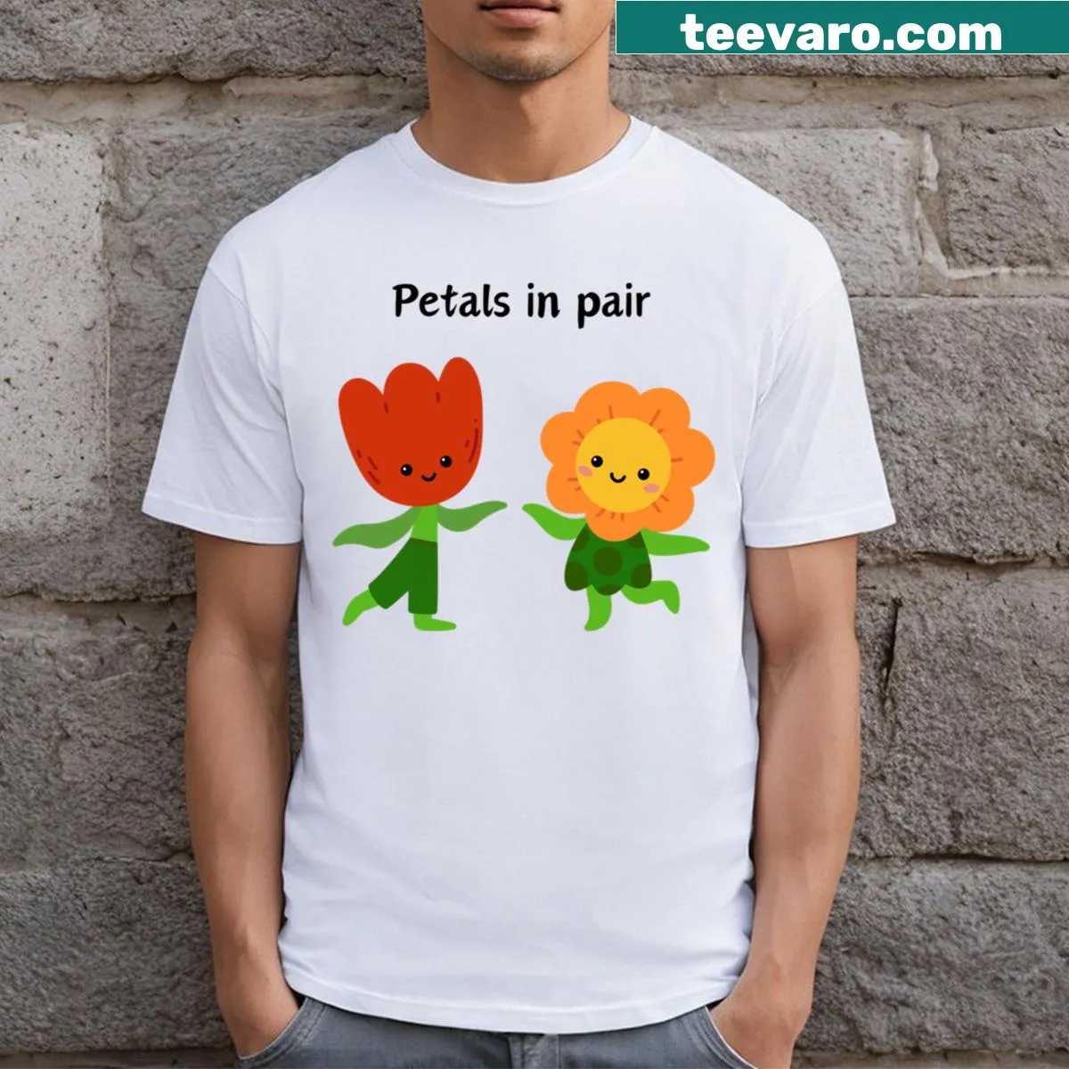 T-shirt with an elegant graphic of intertwined petals — on a men's t-shirt
