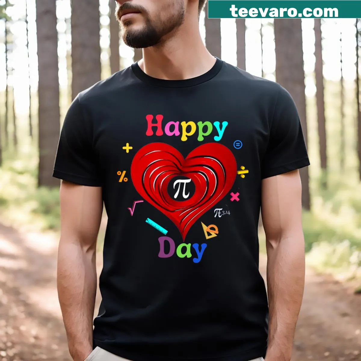 Vintage Pi Day t-shirt for teachers with pi digits — on a men's t-shirt