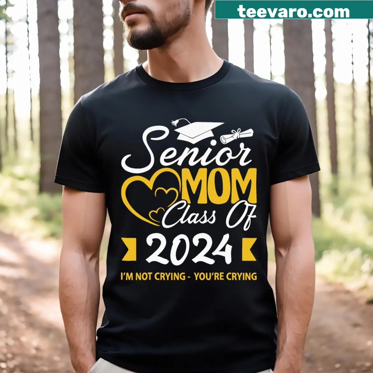 T-shirt for proud moms with the phrase about crying at graduation — on a men's t-shirt