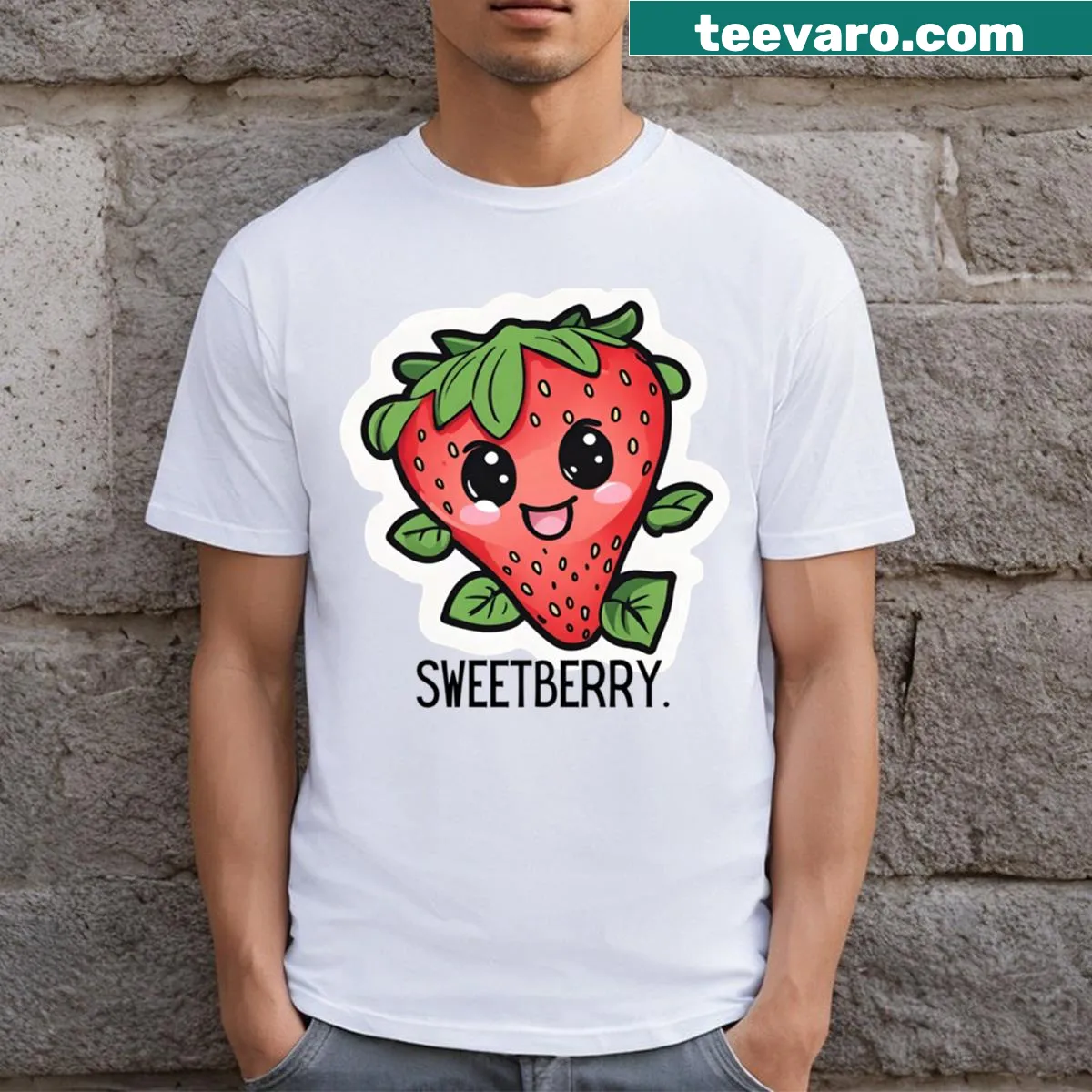 Illustration of berries on a cheerful Sweetberry Delight t-shirt — on a men's t-shirt