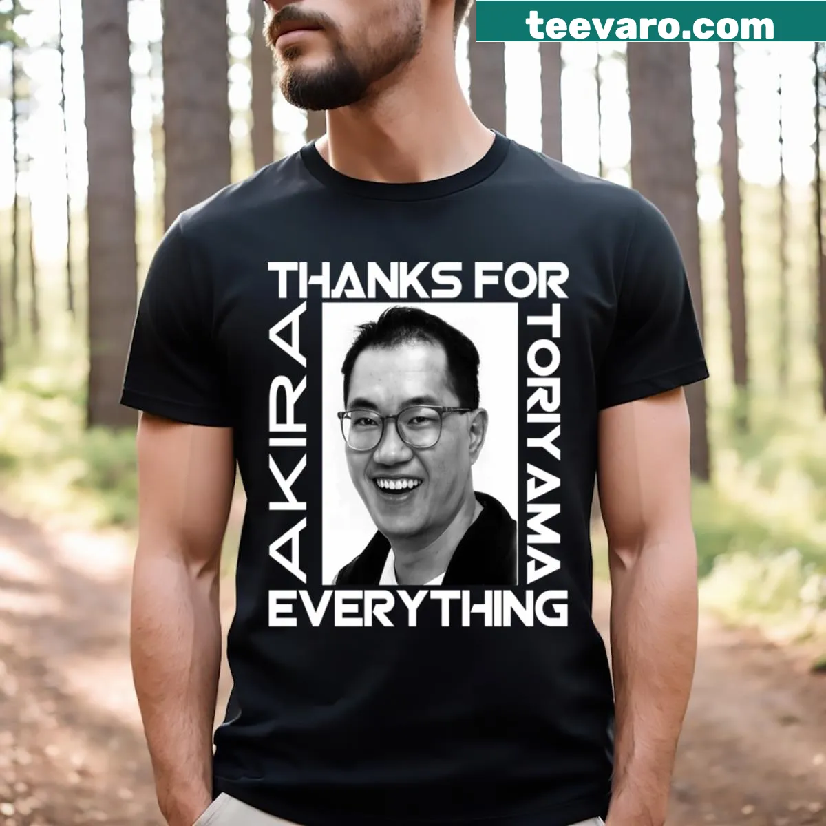 T-shirt featuring a tribute to Akira Toriyama's work — on a men's t-shirt