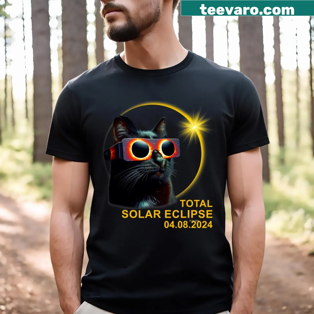 Cute solar eclipse illustration for kids' t-shirt — on a men's t-shirt