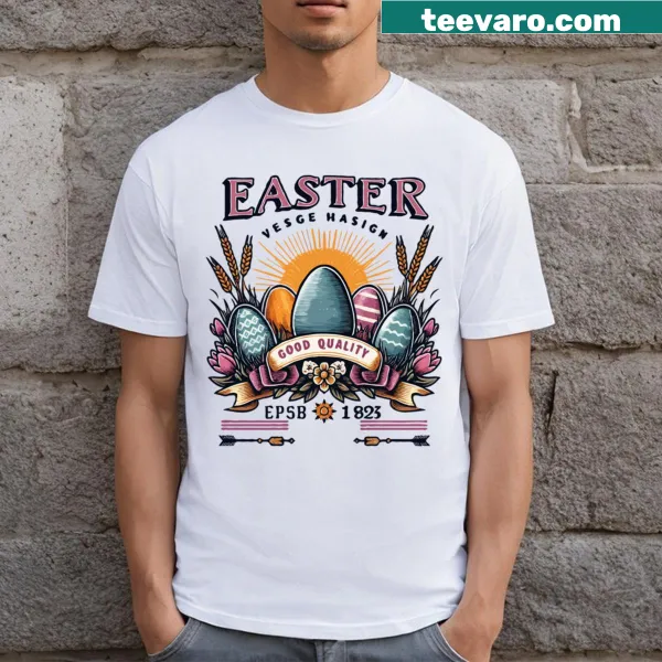 Vintage Easter-themed T-shirt featuring classic springtime illustrations.