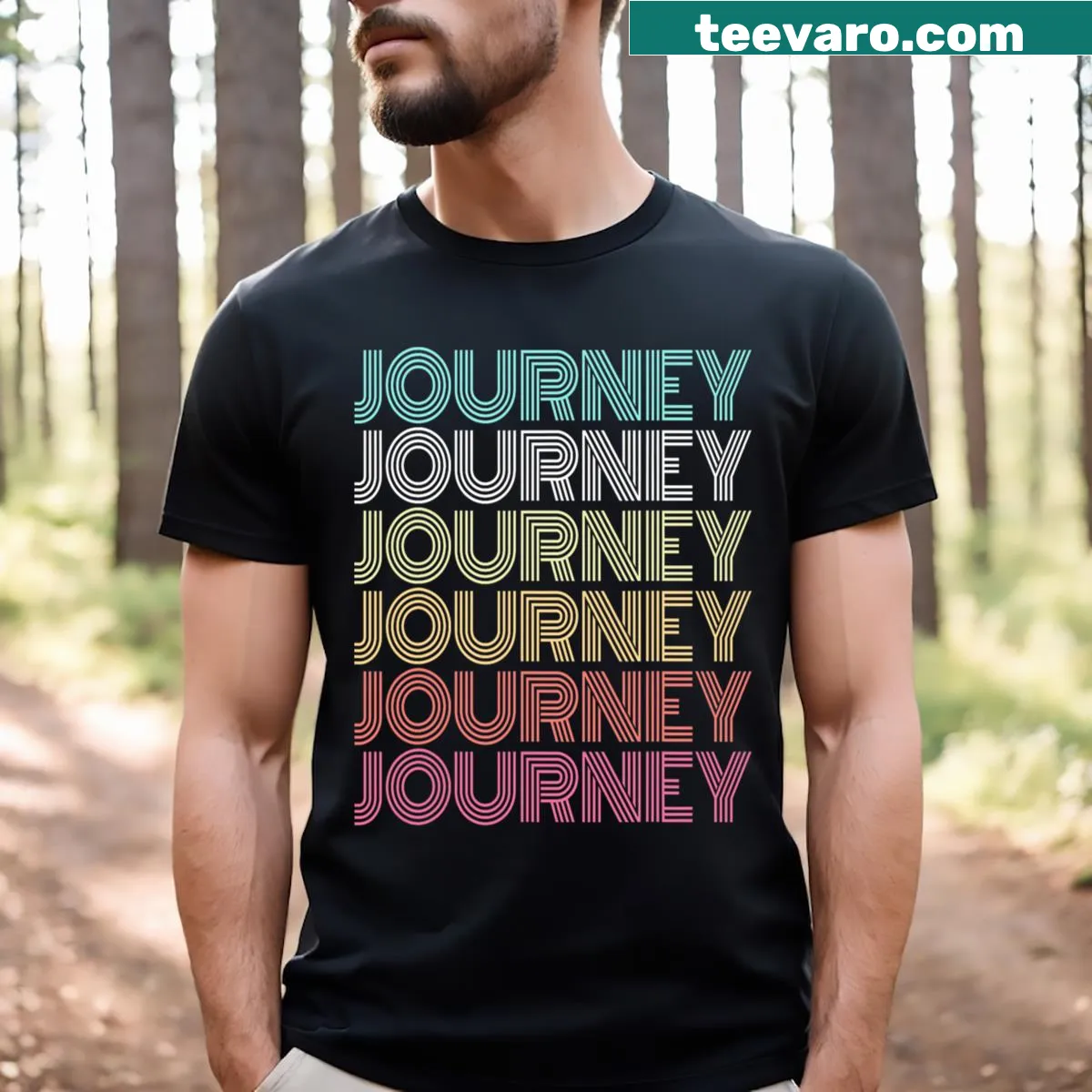 Vintage Journey Name Personalized T-shirt for men and kids with customizable text. — on a men's t-shirt