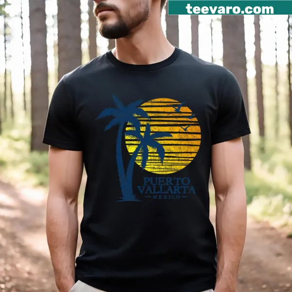Vintage Puerto Vallarta sunset souvenir t-shirt for men