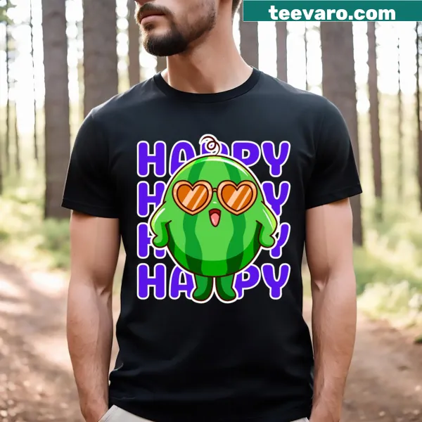 Cute watermelon-themed T-shirt with a happy design.