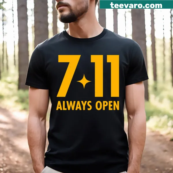 Vintage distressed T-shirt with the phrase 7 1 Always Open