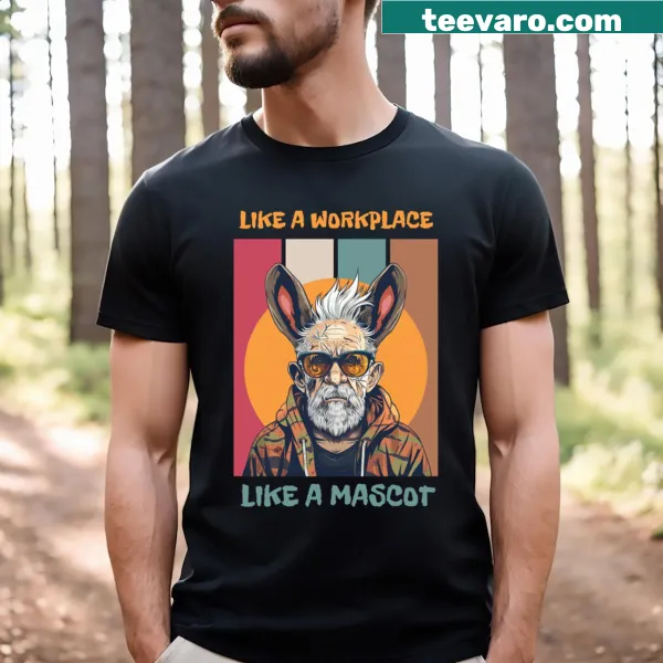 Cartoon T-shirt featuring an old man in a bunny suit