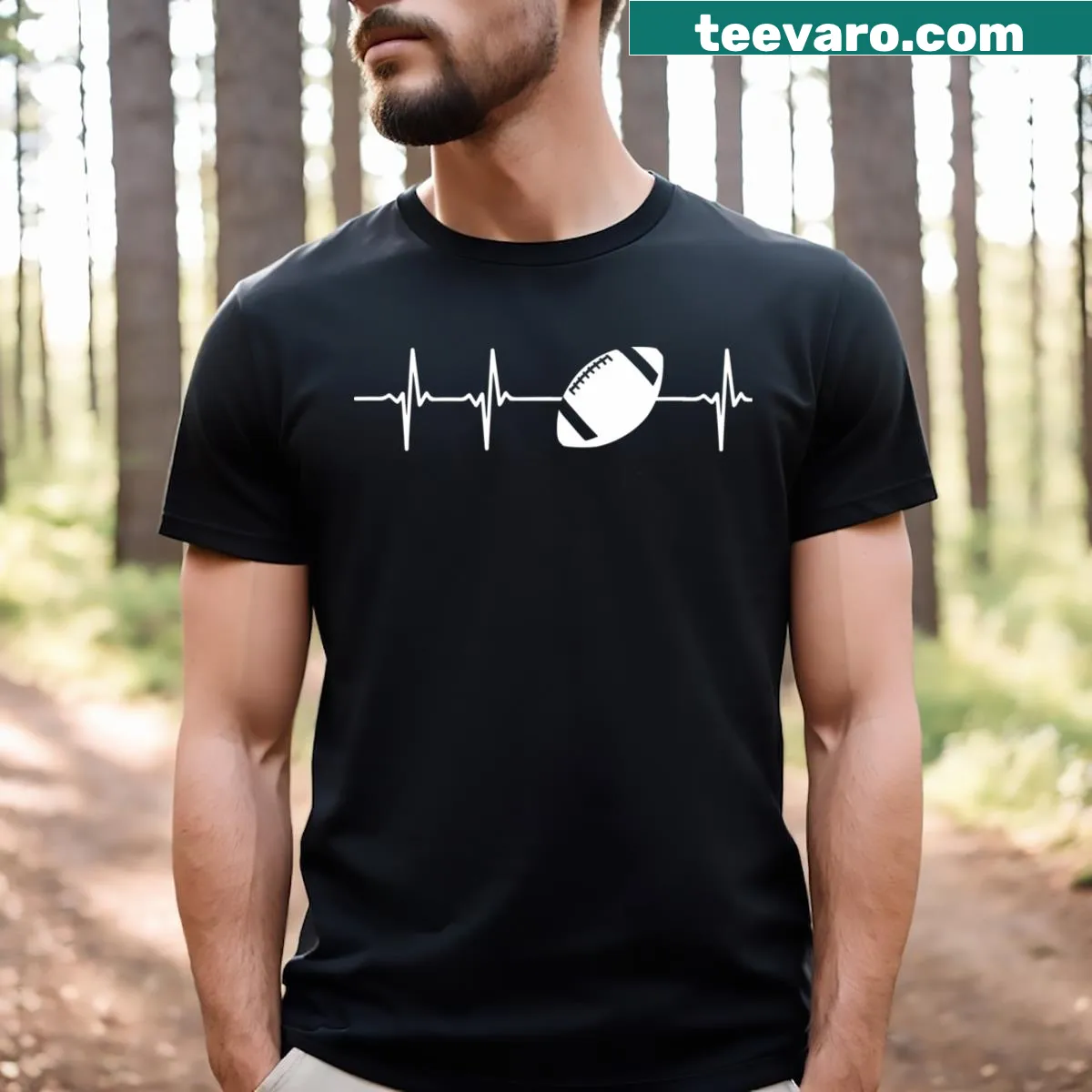 Textual design t-shirt expressing love for American football — on a men's t-shirt